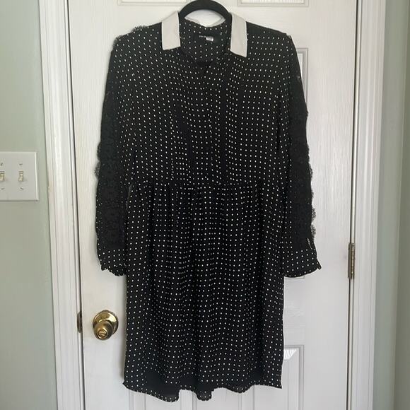 The kooples Peter Pan collar black polka dot “Wednesday” dress size small - Picture 5 of 6